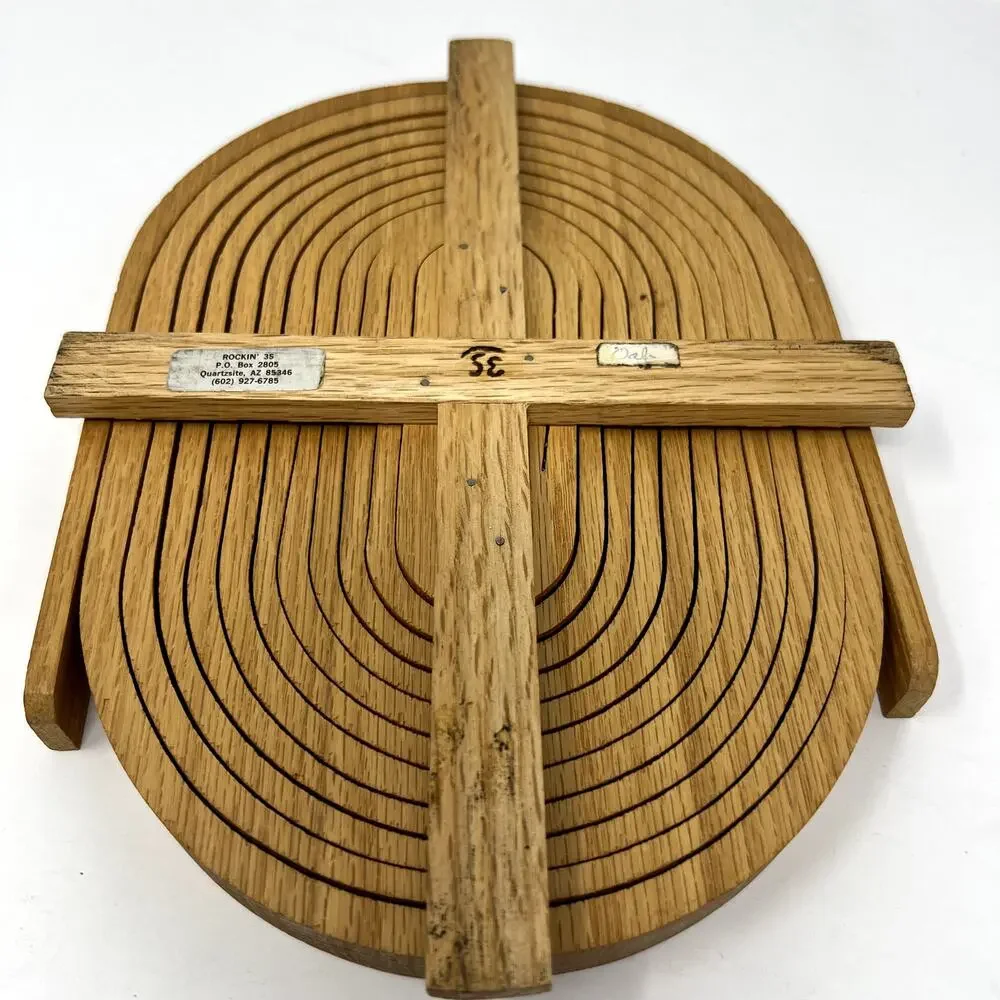 Deep Spring Hand Crafted Wooden Collapsible Spiral Cut Brown Basket